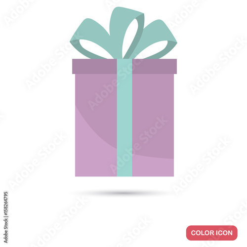 Gift box color flat icon for web and mobile design