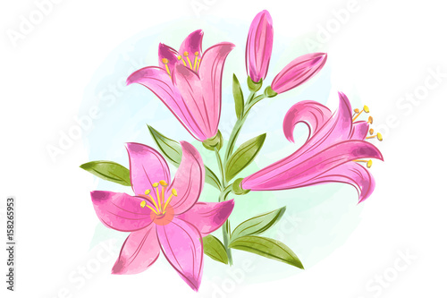 beautiful gift card with pink watercolor lilies
