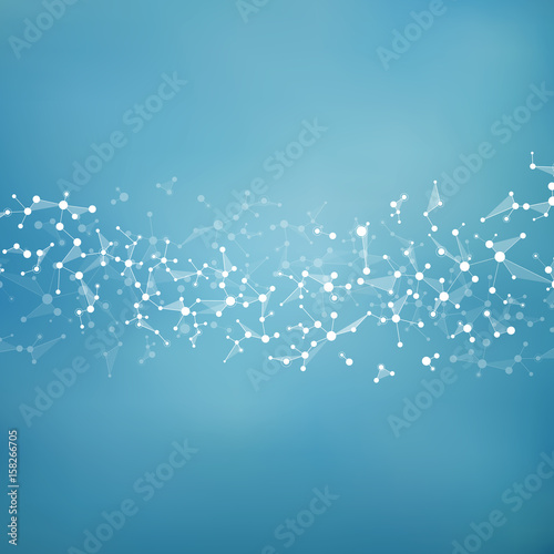Structure molecule dna and neurons, connected lines with dots, genetic and chemical compounds, illustration