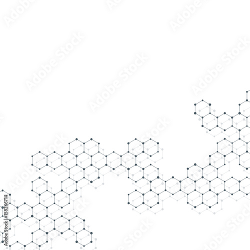 Hexagonal structure molecule dna of neurons system, genetic and chemical compounds. Illustration