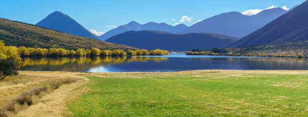 Crédence de cuisine Nouvelle-Zélande Lac Pearson en automne à Arthur's Pass  © PK4289