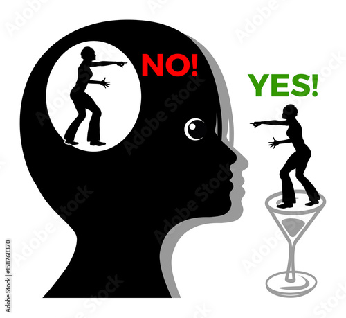 Addiction and Guilt. Woman with guilty conscience while drinking alcohol