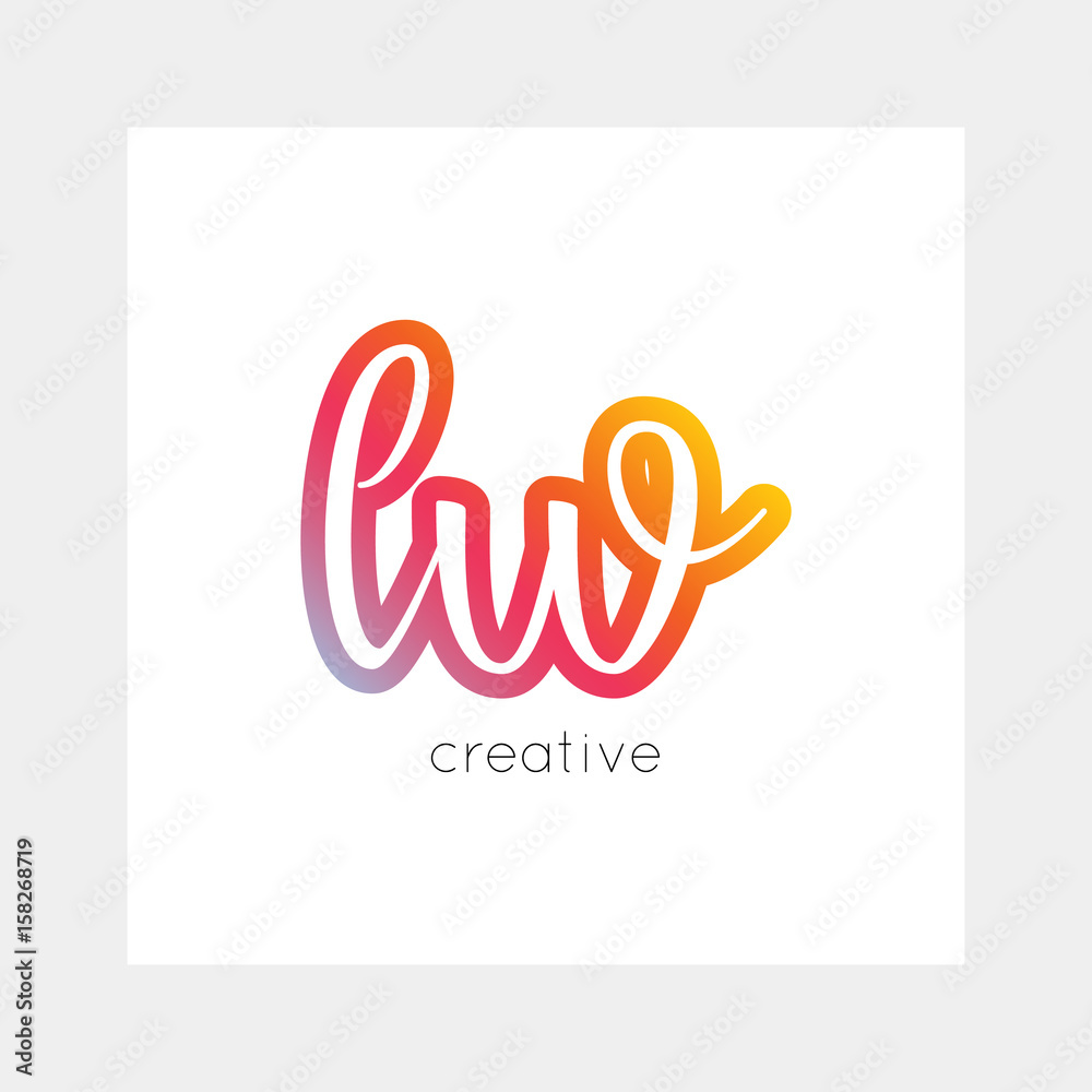 LW logo, vector. Useful as branding, app icon, alphabet combination, clip-art.