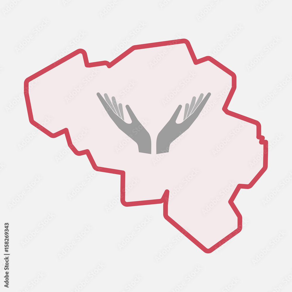 Isolated Belgium map with two hands offering Isolated Belgium map with two hands offering