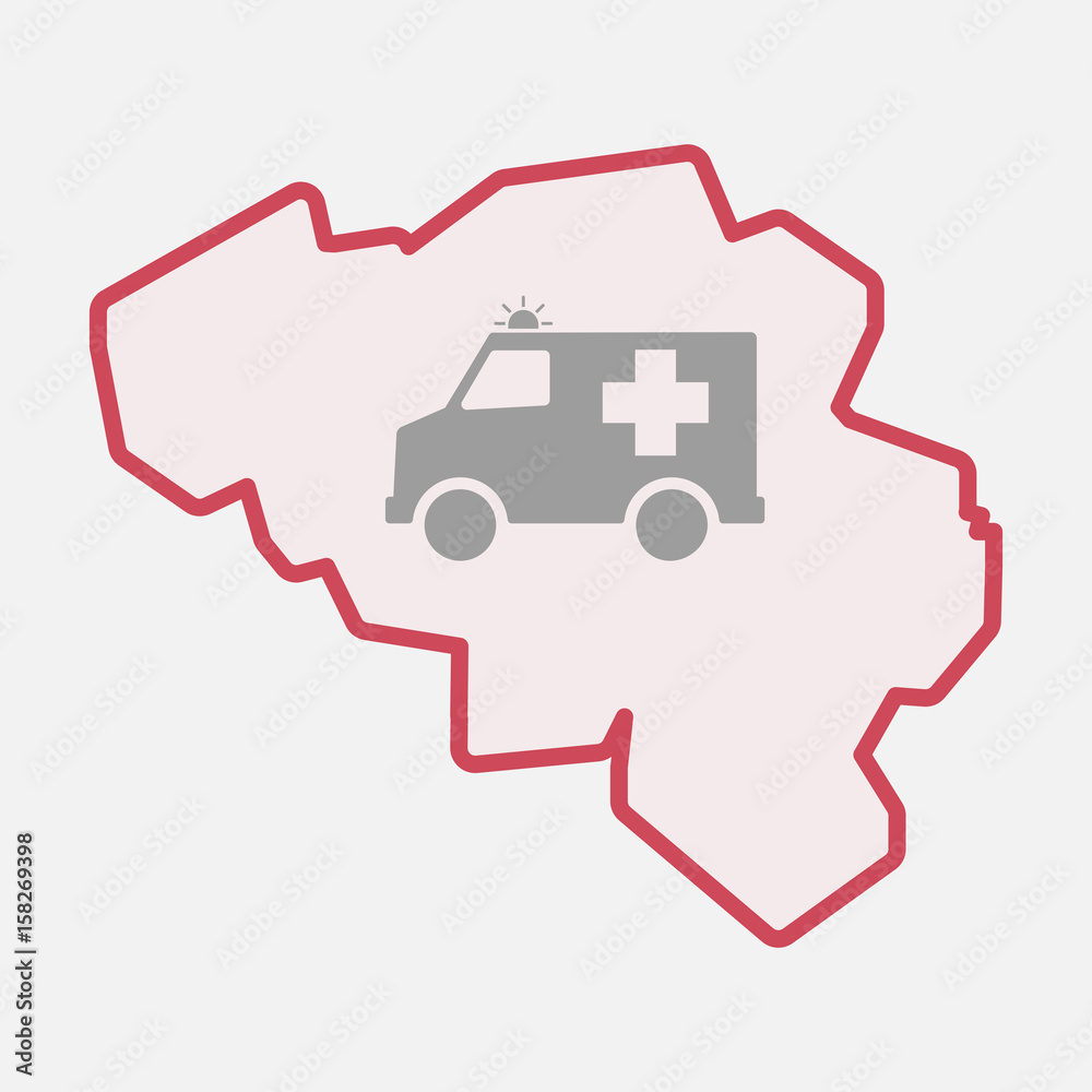 Isolated Belgium map with an ambulance icon Isolated Belgium map with an ambulance icon