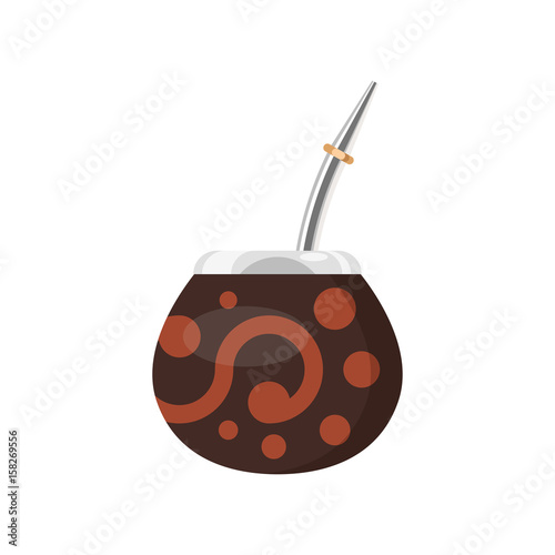 Vector flat style illustration of Mate in a traditional mate cup.
