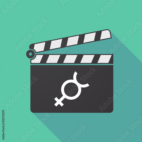 Long shadow clapper board with  the mercury planet symbol photo