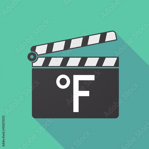 Long shadow clapper board with  a farenheith degrees sign