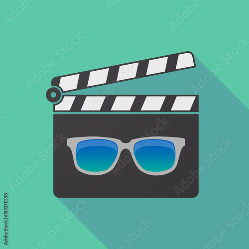 Long shadow clapper board with  a sunglasses icon