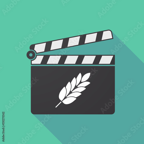 Long shadow clapper board with  a wheat plant icon