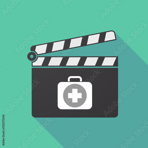 Long shadow clapper board with  a first aid kit icon