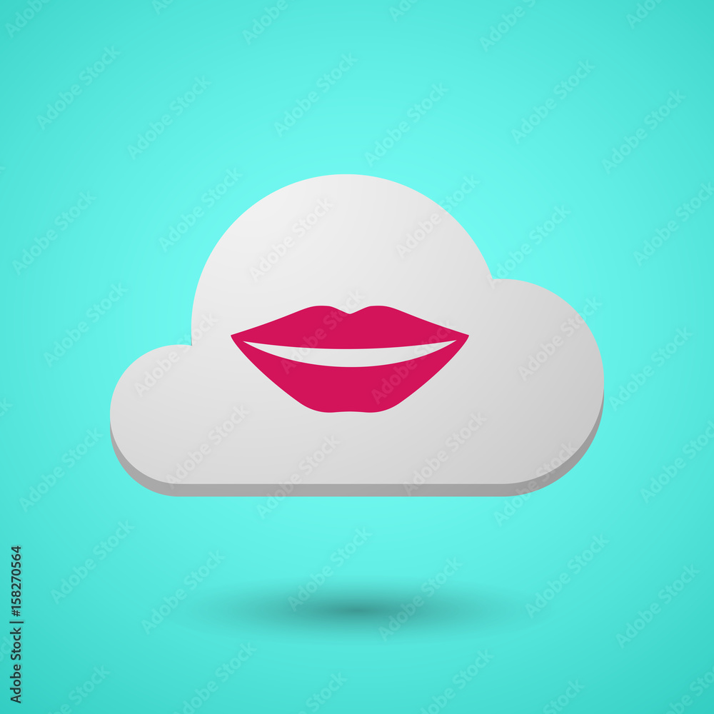 Vectorial cloud with a female mouth smiling Vectorial cloud with a female mouth smiling