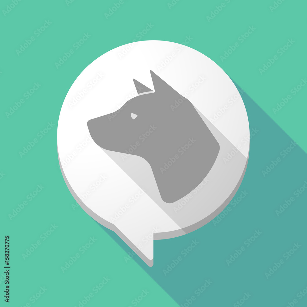 Long shadow comic balloon with a dog head Long shadow comic balloon with a dog head