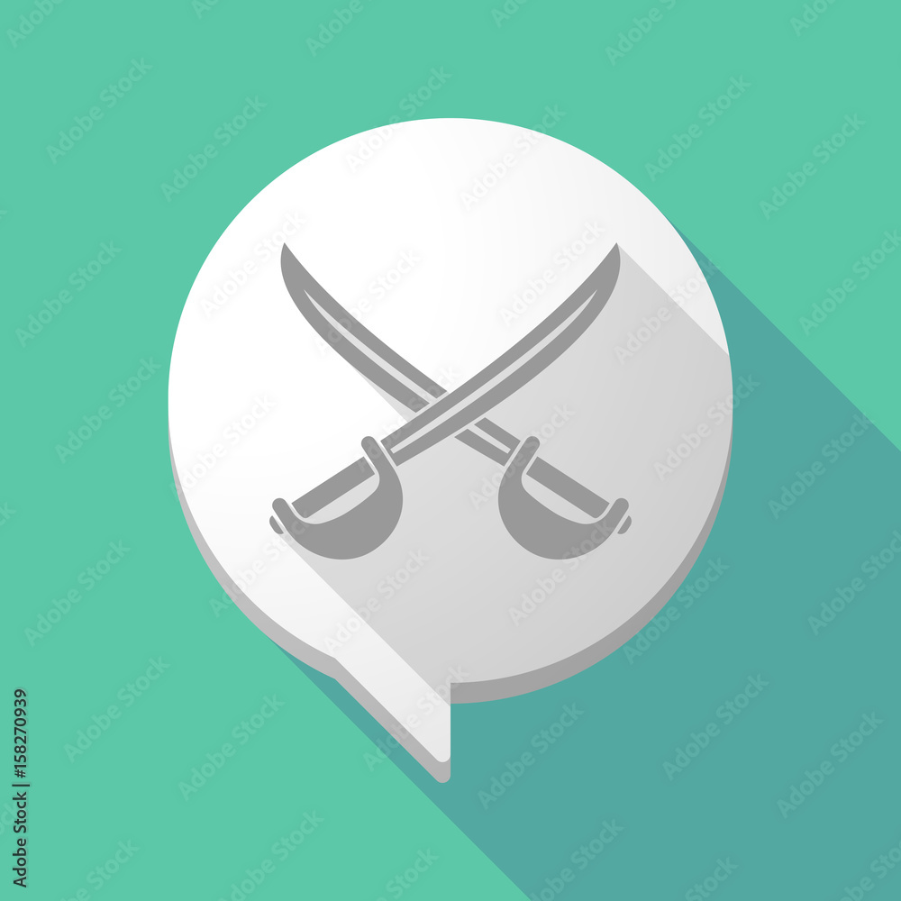 Long shadow comic balloon with two swords crossed Long shadow comic balloon with two swords crossed