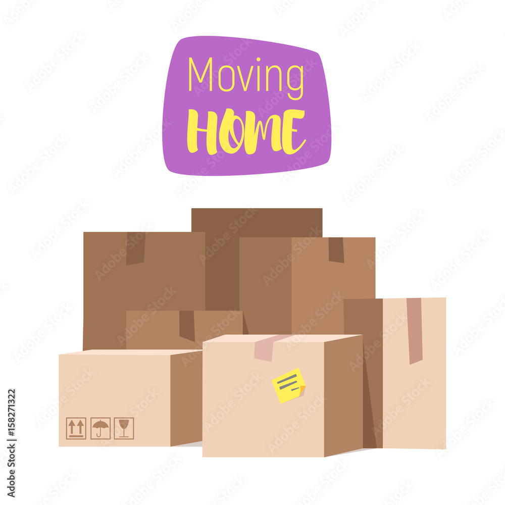 Vector cartoon style illustration of closed paper boxes. Vector cartoon style illustration of closed paper boxes.
