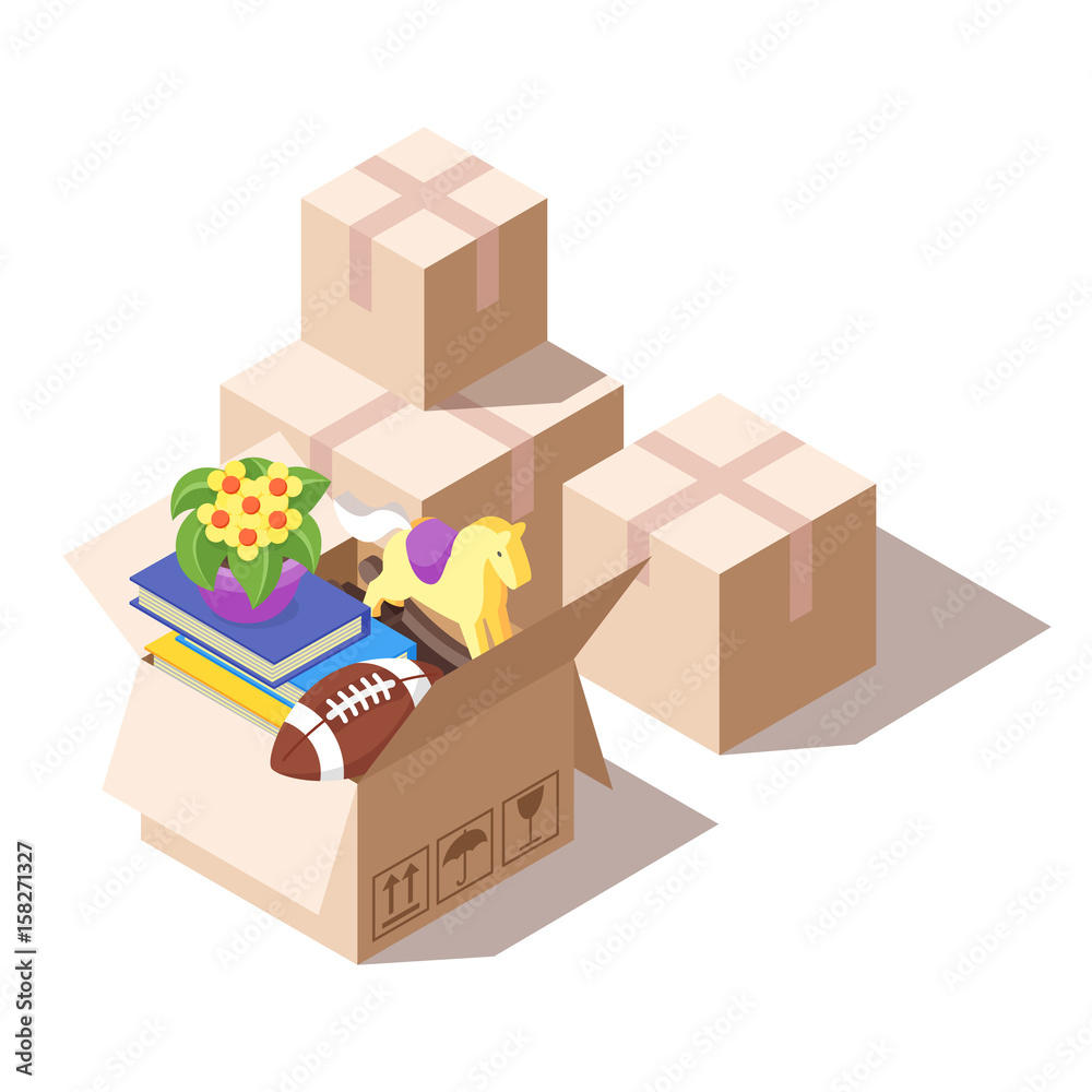 Concept for home moving. Isolated on white background. Concept for home moving. Isolated on white background.