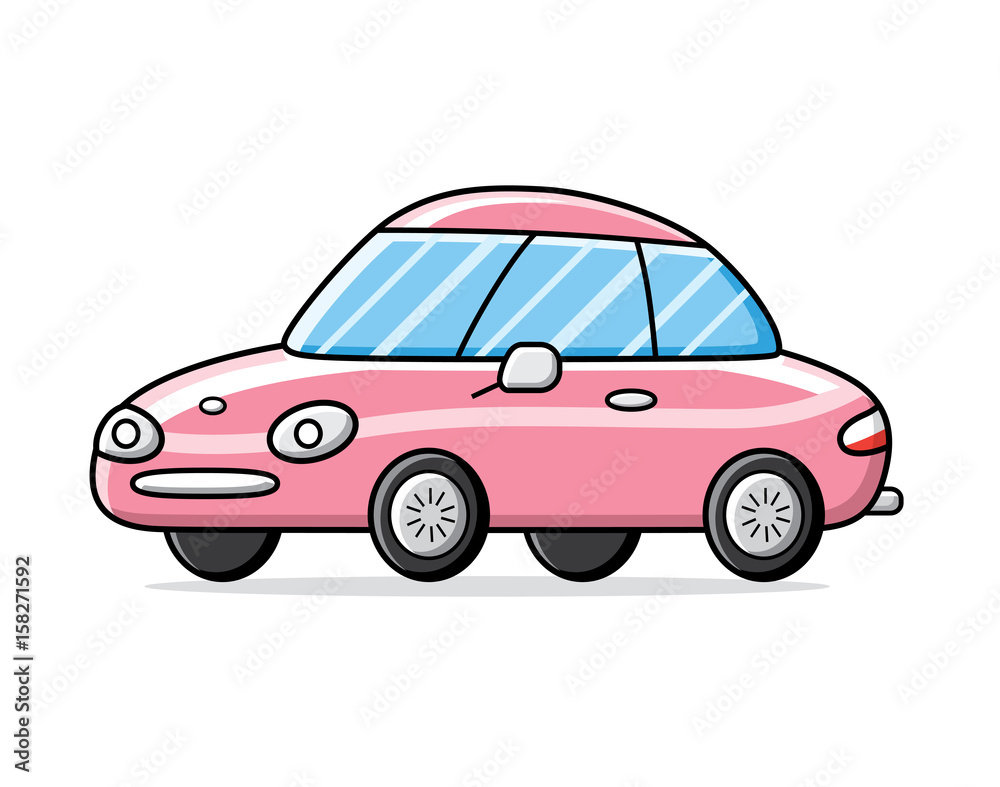 Pink sports car isolated.