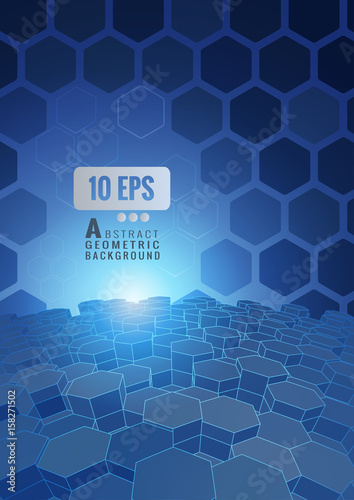 Abstract hexagonal on blue background
