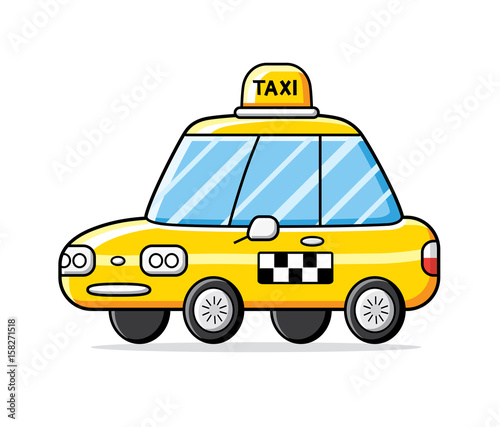 Yellow taxi cab isolated.
