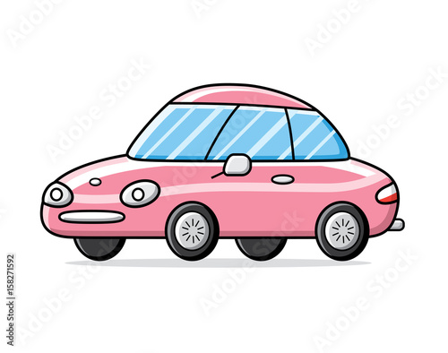 Pink sports car isolated.