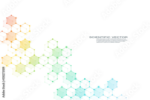 Hexagonal structure molecule dna of neurons system, genetic and chemical compounds. Vector illustration © berCheck