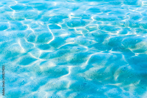 Sand under clear water ripple background  blue coloration use for background