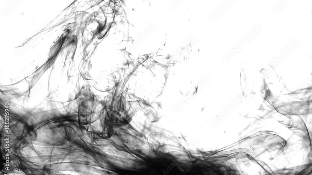 abstract black ink in water on white background