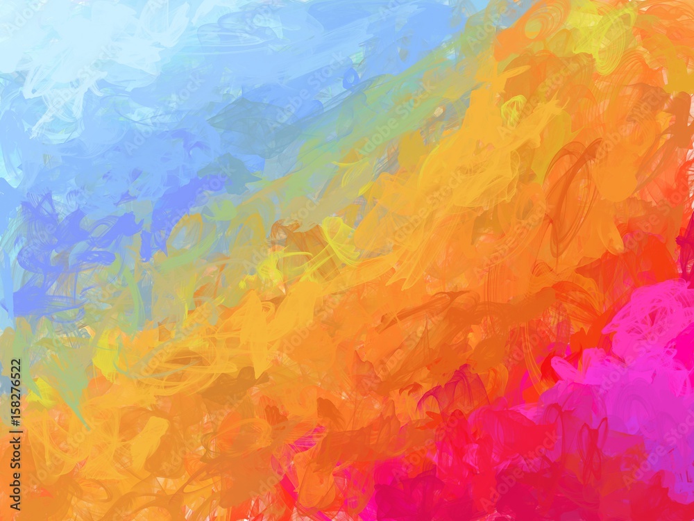 Colorful bright digital painted illustration.