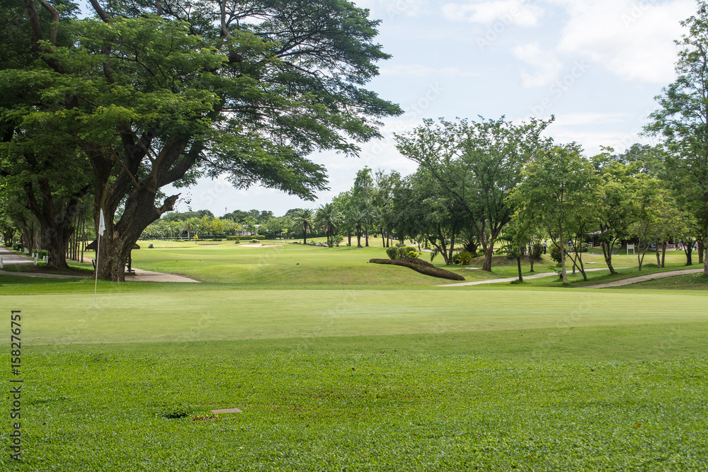 Obraz premium Golf Course surrounded by beautiful nature.