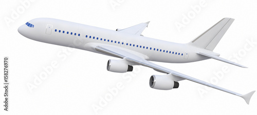 White Four-engine Plane,Airplane Isolated On White Background, Jet - 3d Model, Rendering