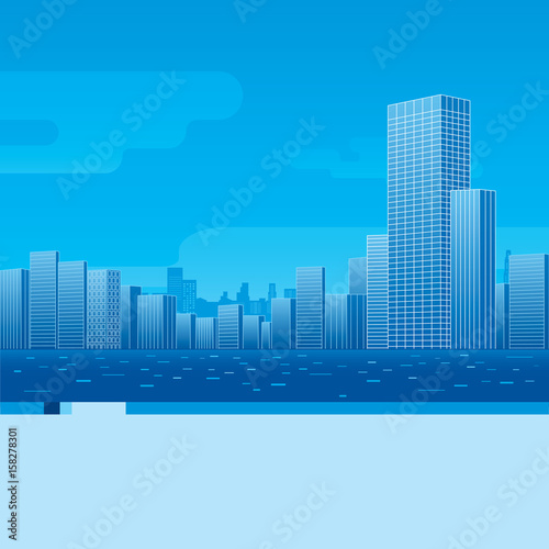 Cityscape background with architecture office building. Vector illustration