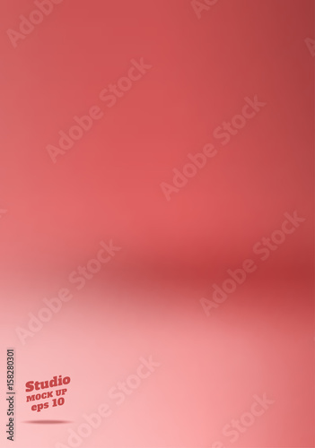 Vector,Empty soft red studio room background in portrait orientation ,Template mock up for display or montage of product,Business backdrop