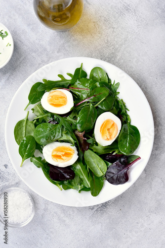 Spring salad with greens and eggs