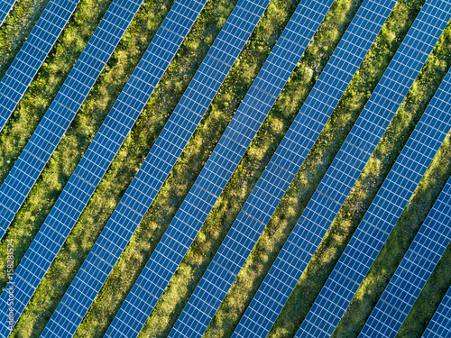 A plan view of solar panels set in an english solar farm