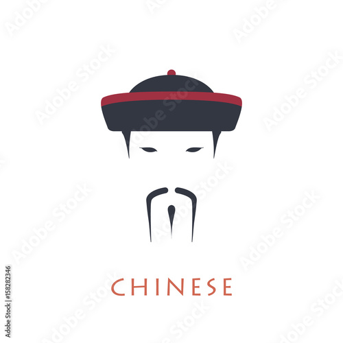 Avatar of a China Emperor. Chinese man with mustache and tradition hat. 