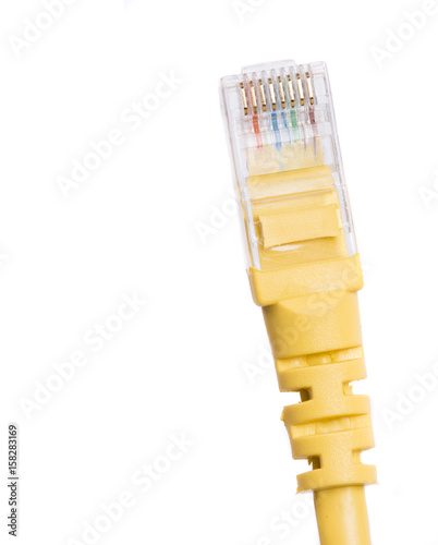 isolated yellow internet cable