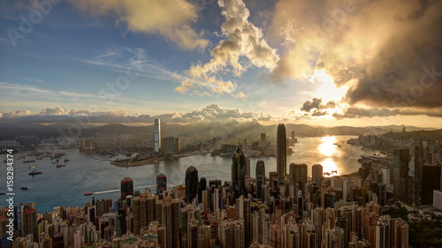 Sunrise above Victoria Harbour, Hong Kong photo