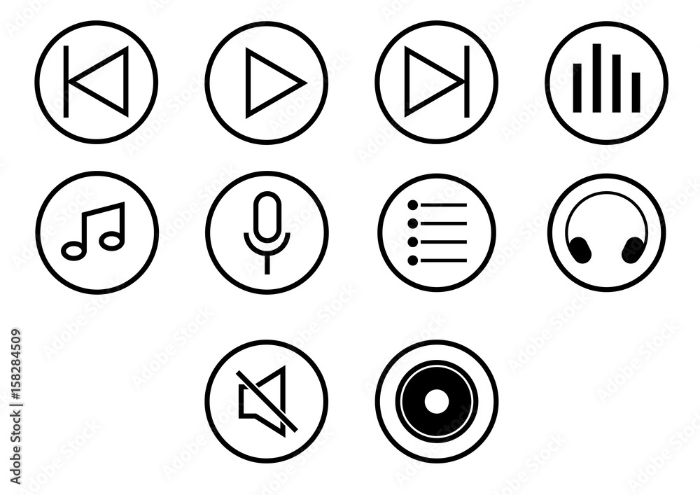 Icon set of player media button, iconic symbol on white backgroun. Vector Iconic Design. Icon set of player media button, iconic symbol on white backgroun. Vector Iconic Design.