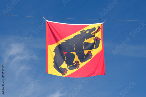 Flag with bear, canton Berne, Switzerland photo