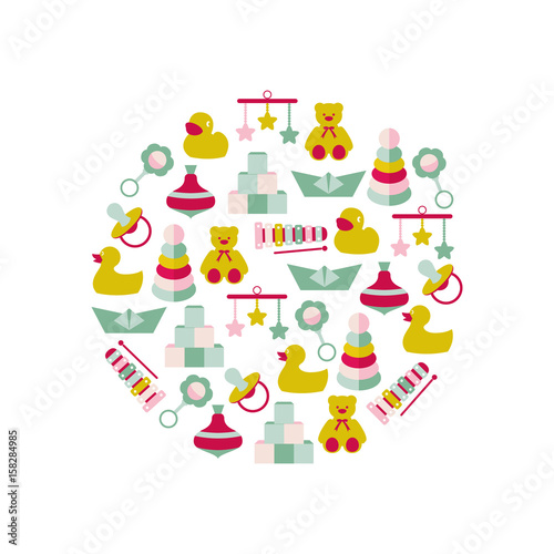 Vector illustration of color toys for kids