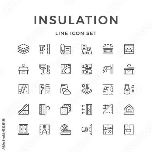 Set line icons of insulation photo