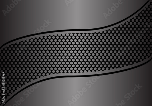 Abstract gray metal circle mesh black line curve design modern background texture vector illustration.