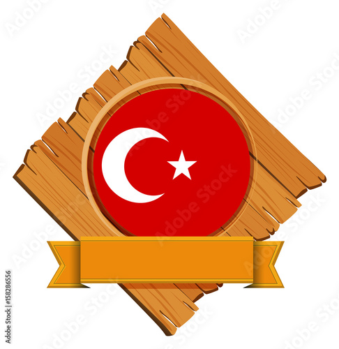 Flag of Turkey on wooden board