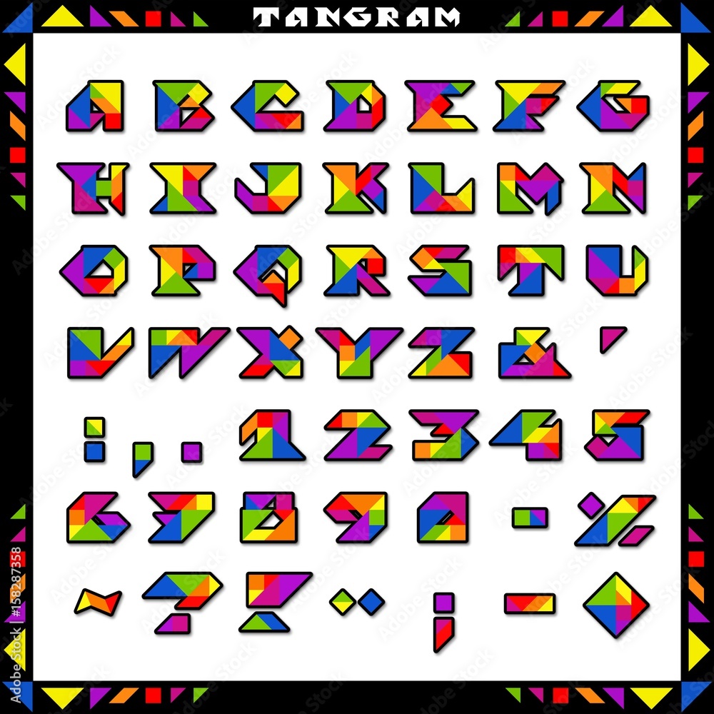 Colorful tangram alphabet Stock Illustration | Adobe Stock