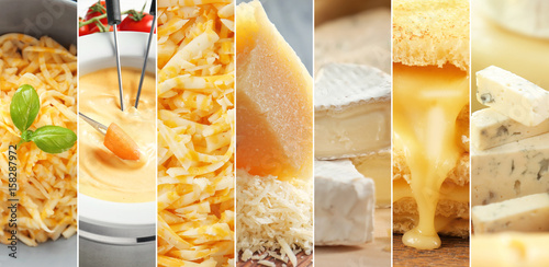 Fotografie Collage with different kinds of cheese