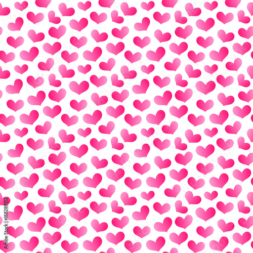 Seamless pattern of pink hearts on white background, hand-drawn cute hearts, Valentines day background, EPS 8
