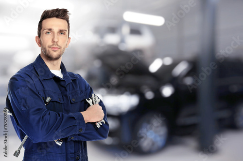 Blurred view of car service