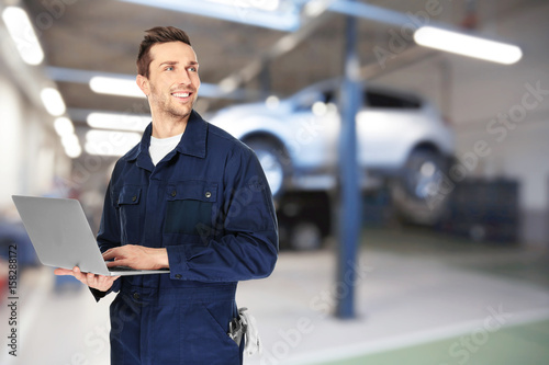 Blurred view of car service