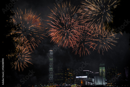 Fireworks over Hong Kong during the Mid-Autumn festival