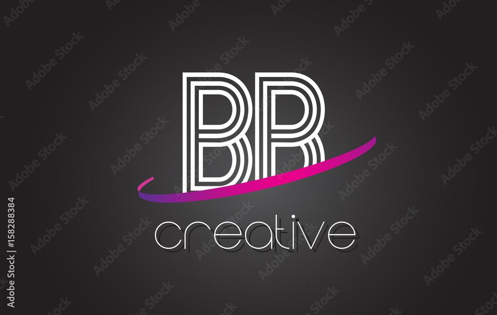 BB B B Letter Logo with Lines Design And Purple Swoosh. BB B B Letter Logo with Lines Design And Purple Swoosh.